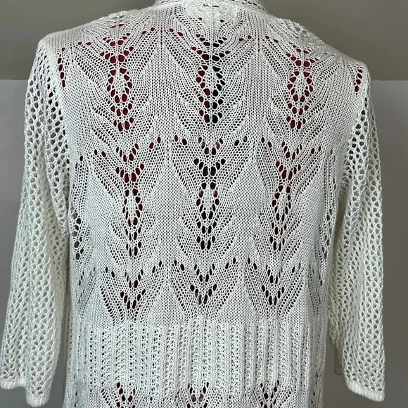 Tradition petite pointelle ivory long sleeve duster assymetrical hem  14P - 16P - Picture 5 of 6